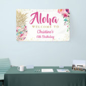 Aloha Pink Gold Pineapple Birthday Party Banner (Beurs)
