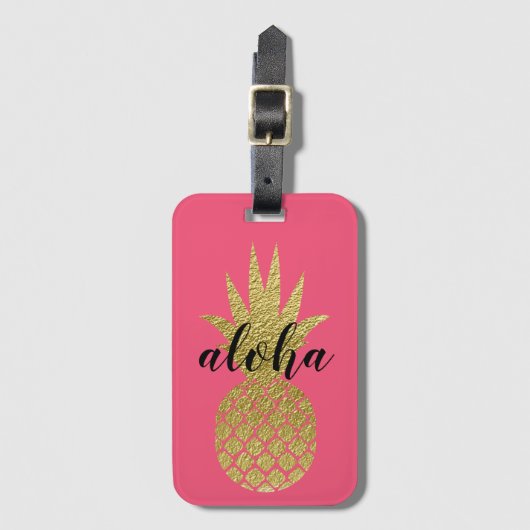 Aloha Pink Gold Pineapple Tropische Vacking Bagagelabel (Voorkant (verticaal))