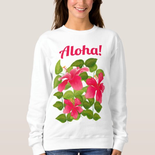 Aloha! Pink Hawaiian Hibiscus Trui (Voorkant)