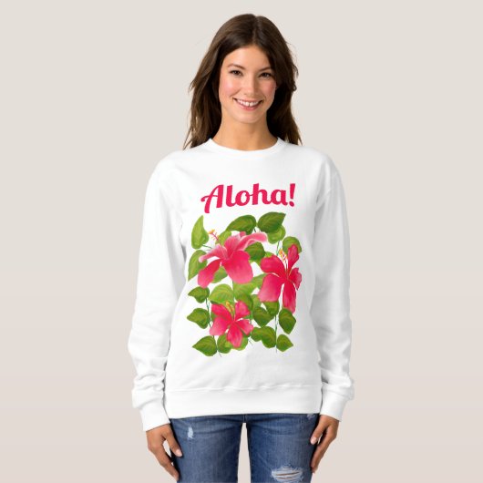 Aloha! Pink Hawaiian Hibiscus Trui (Voorkant volledig)