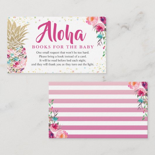 Aloha Pink Pineapple Baby shower Book Request Informatiekaartje (Voorkant / Achterkant)