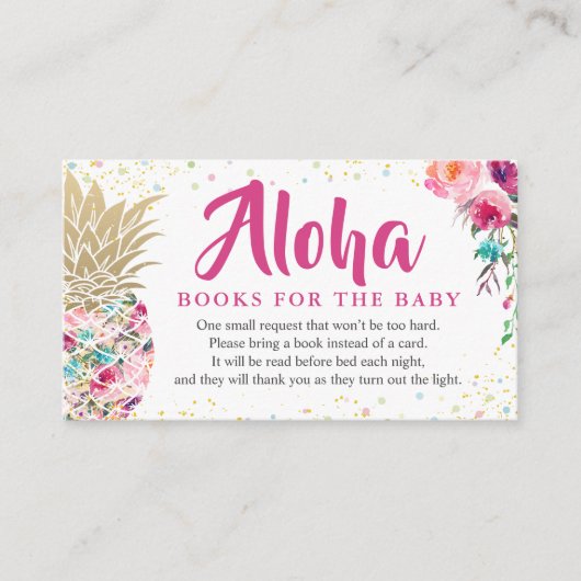 Aloha Pink Pineapple Baby shower Book Request Informatiekaartje (Voorkant)