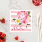 Aloha Pink Tropical Flowers and Stripes Servetten (Insitu)