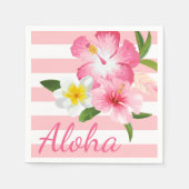 Aloha Pink Tropical Flowers and Stripes Servetten (Voorkant)