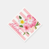 Aloha Pink Tropical Flowers and Stripes Servetten (Hoek)