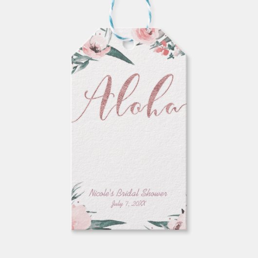 Aloha Pink Tropical Summer Floral Vrijgezellenfees Cadeaulabel (Voorkant)