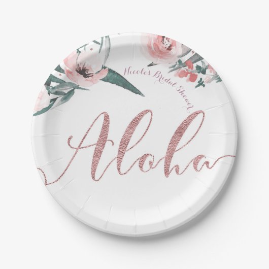 Aloha Pink Tropical Summer Floral Vrijgezellenfees Papieren Bordje (Voorkant)