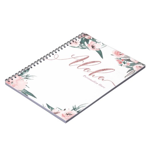 Aloha Pink Tropische Floral Moderne Waterverf Notitieboek (Linkerzijde)