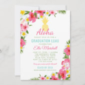 Aloha Pink Yellow Pineapple Afstuderen Luau Party Kaart (Voorkant)