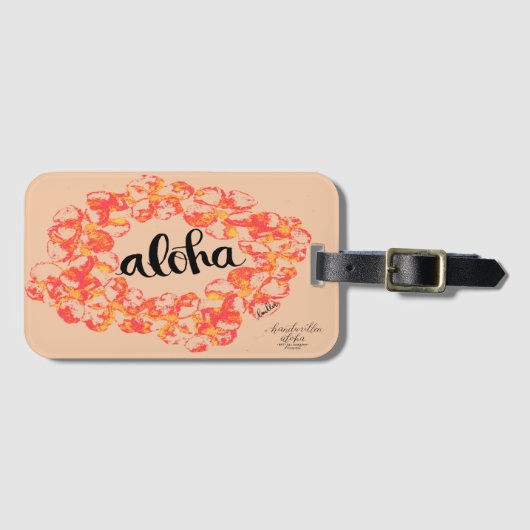 Aloha Plumeria Bagagelabel - Oranje (Voorkant (horizontaal))