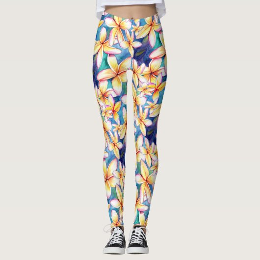 Aloha Plumeria Blossom Yoga Pants Leggings (Voorkant)