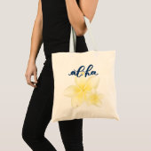 Aloha Plumeria Canvas tas (blanco achterkant) (Voorkant (product))
