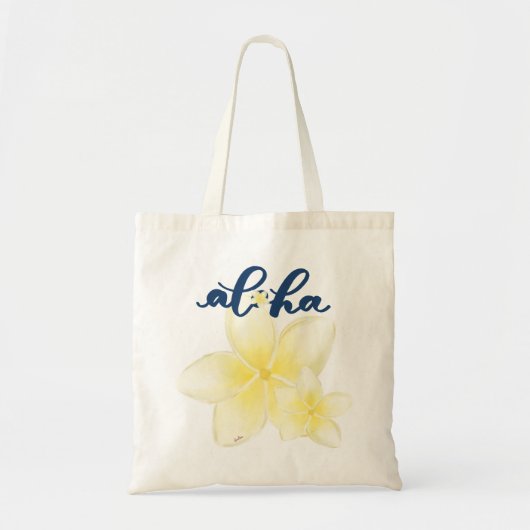 Aloha Plumeria Canvas tas (blanco achterkant) (Voorkant)