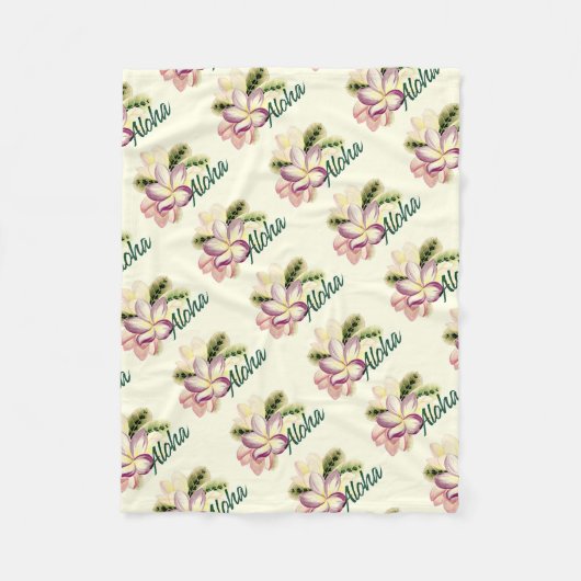 Aloha Plumeria Fleece Deken (Voorkant)