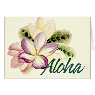 Aloha  Plumeria Island Floral Wenskaart