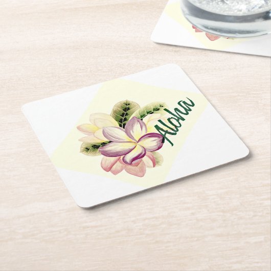 Aloha Plumeria Kartonnen Onderzetters (Schuin)