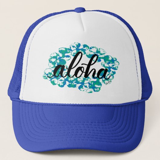 Aloha Plumeria Lei Truckerhoed Trucker Pet (Voorkant)