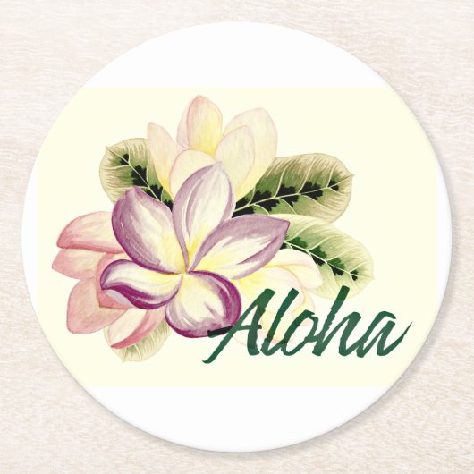Aloha Plumeria Ronde Kartonnen Onderzetter (Voorkant)