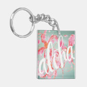 Aloha Plumeria Square Sleutelhanger Mini (Voorkant Links)