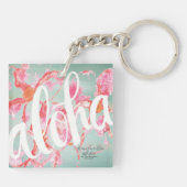 Aloha Plumeria Square Sleutelhanger Mini (Achterkant)
