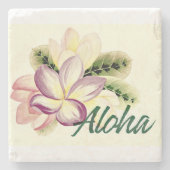 Aloha Plumeria Stenen Onderzetter (Voorkant)