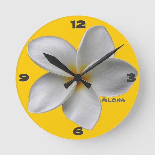 Aloha Plumeria Wall Clock Ronde Klok (Voorkant)