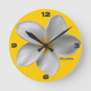 Aloha Plumeria Wall Clock Ronde Klok