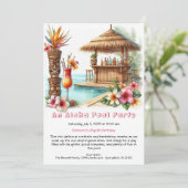 Aloha Pool Party Birthday Invitation – Tropical Kaart (Staand voorkant)