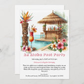 Aloha Pool Party Birthday Invitation – Tropical Kaart (Voorkant / Achterkant)
