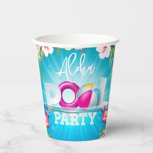 Aloha Pool Party Papieren Bekers (Voorkant)