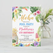 Aloha Pool Party Tropische anananas Birthday Kaart (Staand voorkant)