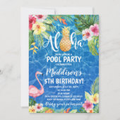 Aloha Pool Party Tropische anananas Birthday Kaart (Voorkant)