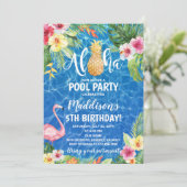 Aloha Pool Party Tropische anananas Birthday Kaart (Staand voorkant)