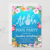 Aloha Pool Party Uitnodiging voor verjaardag (Voorkant)