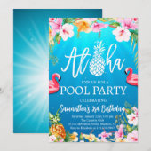 Aloha Pool Party Uitnodiging voor verjaardag (Voorkant / Achterkant)