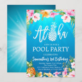 Aloha Pool Party Uitnodiging voor verjaardag (Voorkant / Achterkant)