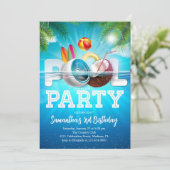 Aloha Pool Party Verjaardag Kaart (Staand voorkant)