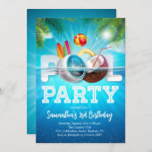 Aloha Pool Party Verjaardag Kaart (Voorkant / Achterkant)