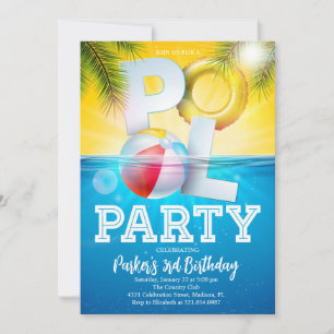 Aloha Pool Party Verjaardag Kaart