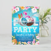 Aloha Pool Party Verjaardag Kaart (Staand voorkant)