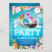 Aloha Pool Party Verjaardag Kaart (Voorkant / Achterkant)