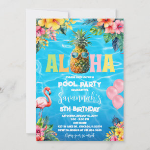 Aloha Pool Party Verjaardag Kaart
