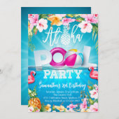 Aloha Pool Party Verjaardag Kaart (Voorkant / Achterkant)