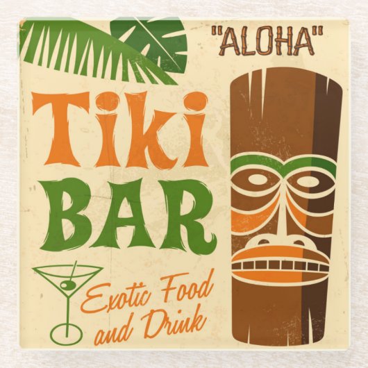 Aloha Poster Glazen Onderzetter (Voorkant)