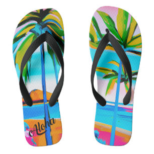 Aloha print slippers - teenslippers