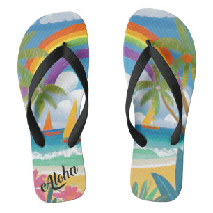 Aloha print slippers - teenslippers