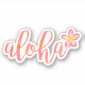 Aloha Quote Hawaii Waterverf Tropisch Sticker (Voorkant)