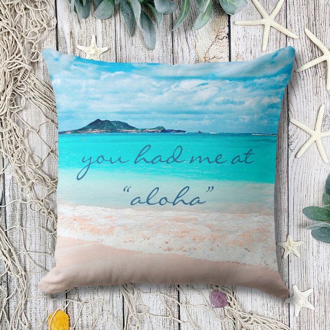 Aloha Quote Turquoise Ocean Hawaii Beach foto Kussen (Creator heeft geüpload)
