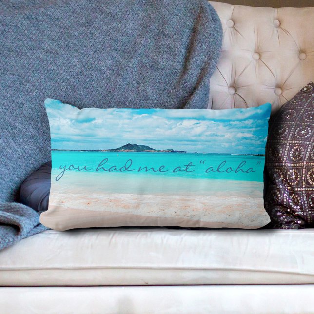 Aloha Quote Turquoise Ocean Sandy Beach foto Kussen (Creator heeft geüpload)