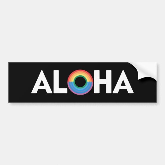Aloha Rainbow Island Hawaii Pride LGBTQ Bumpersticker (Voorkant)